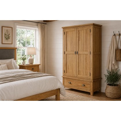 Burford Country Oak Gents Wardrobe
