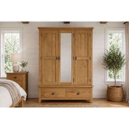 Burford Country Oak Triple Wardrobe