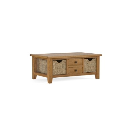 Burford Country Oak Large Coffee Table with Basket