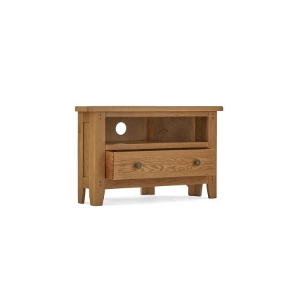 Burford Country Oak Corner TV Unit with Drawer
