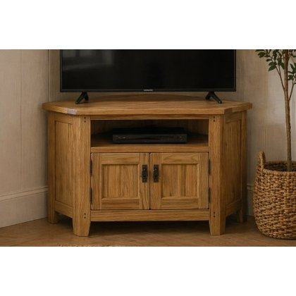 Burford Country Oak Corner TV Unit with Door