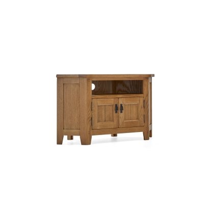 Burford Country Oak Corner TV Unit with Door