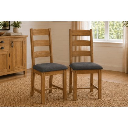 Burford Country Oak Ladder Dining Chair (Pair)