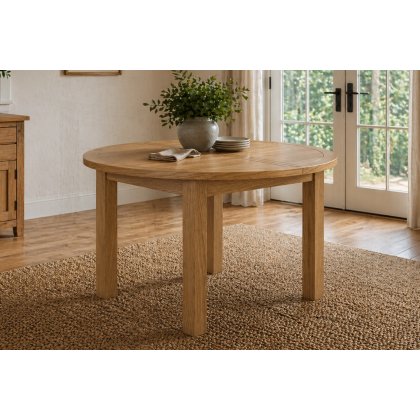 Burford Country Oak Round 120-160cm Extending Dining Table