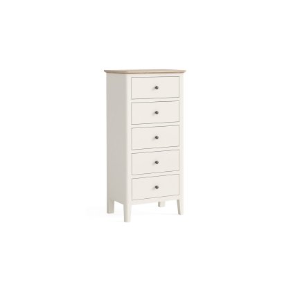 Marlow Oak Painted Coconut White Tallboy Chest of Drawers