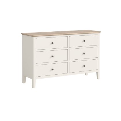 Marlow Oak Painted Coconut White 6 Drawer Chest of Drawers Marlow Oak Painted Coconut White 6 Drawer Chest of Drawers