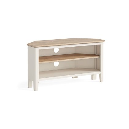 Marlow Oak Painted Coconut White Corner TV Unit
