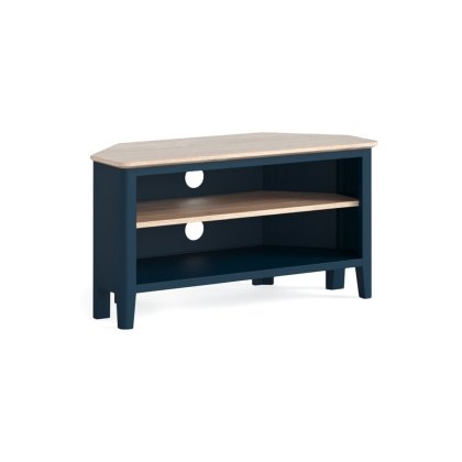 Marlow Oak Painted Navy Blue Corner TV Unit Marlow Oak Painted Navy Blue Corner TV Unit