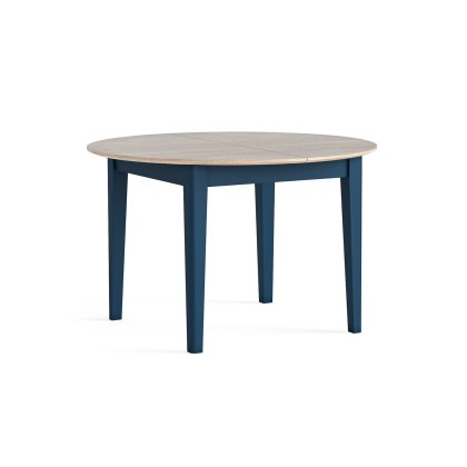 Marlow Oak Painted Navy Blue Round Extending Dining Table Marlow Oak Painted Navy Blue Round Extending Dining Table