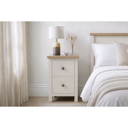 Modern Country Painted Oak Coconut White Narrow Bedside Table
