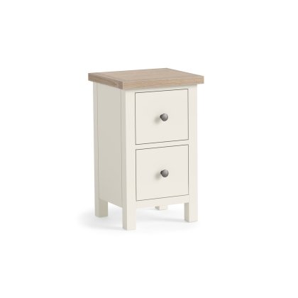 Modern Country Painted Oak Coconut White Narrow Bedside Table