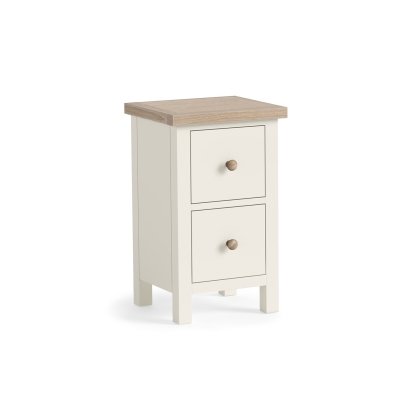 Modern Country Painted Oak Coconut White Narrow Bedside Table