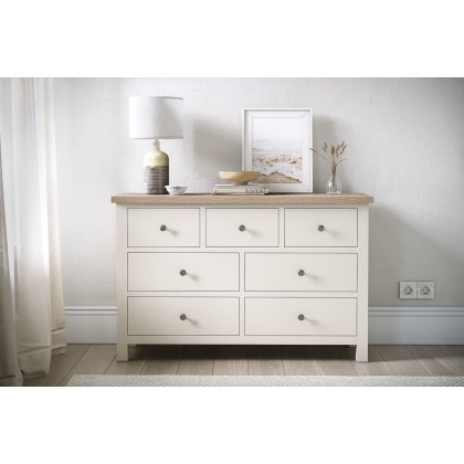 Modern Country Painted Oak Coconut White 3 Over 4 Chest of Drawers