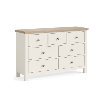 Modern Country Painted Oak Coconut White 3 Over 4 Chest of Drawers