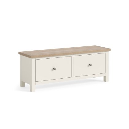 Modern Country Painted Oak Coconut White Large 2 Drawer Blanket Box Bench