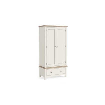 Modern Country Painted Oak Coconut White Gents Wardrobe