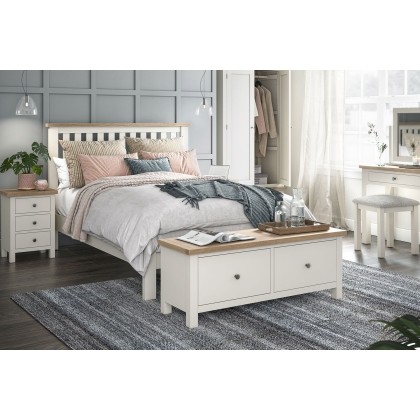 Modern Country Painted Oak Coconut White Bed Frame