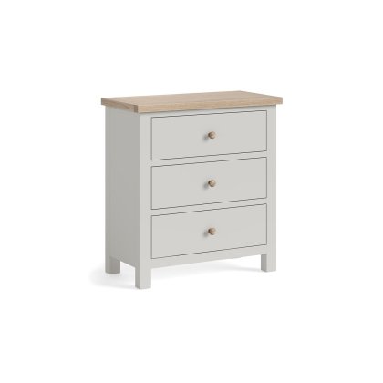 Modern Country Painted Oak Stone Grey 3 Drawer Chest of Drawers