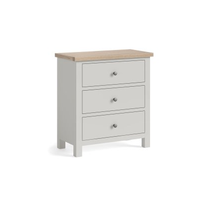 Modern Country Painted Oak Stone Grey 3 Drawer Chest of Drawers