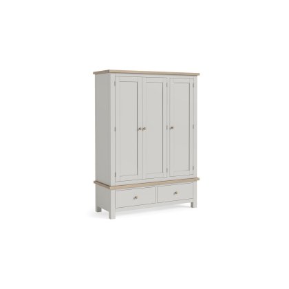 Modern Country Painted Oak Stone Grey Triple Wardrobe