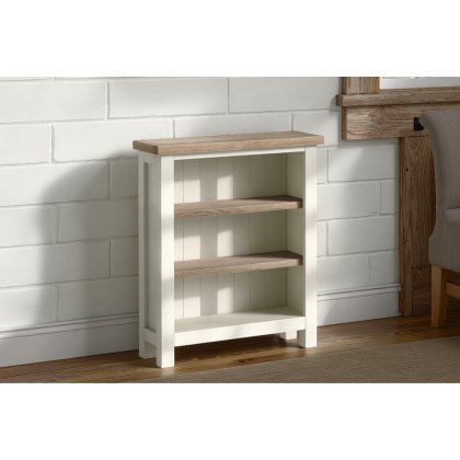 Modern Country Painted Oak Coconut White Low Bookcase