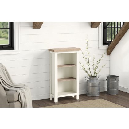 Modern Country Painted Oak Coconut White Mini Bookcase