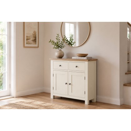 Modern Country Painted Oak Coconut White Medium Sideboard
