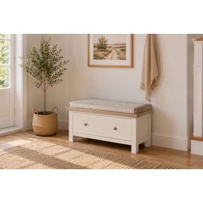 Modern Country Painted Oak Coconut White Hallway Bench Modern Country Painted Oak Coconut White Hallway Bench