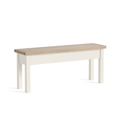 Modern Country Painted Oak Coconut White Shallow Storage Bench