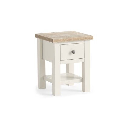 Modern Country Painted Oak Coconut White Lamp Table with Shelf