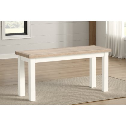 Modern Country Painted Oak Coconut White Dining Bench