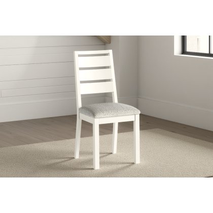 Modern Country Painted Oak Coconut White Dining Chair with Boucle White Seat Modern Country Painted Oak Coconut White Dining Chair with Boucle White Seat