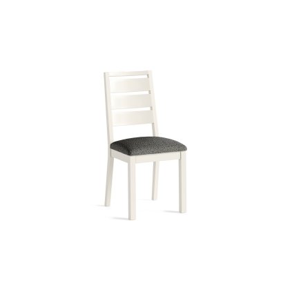 Modern Country Painted Oak Coconut White Dining Chair with Boucle Grey Seat Modern Country Painted Oak Coconut White Dining Chair with Boucle Grey Seat