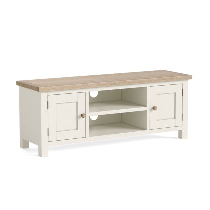Modern Country Painted Oak Coconut White 125cm Large TV Unit Modern Country Painted Oak Coconut White 125cm Large TV Unit