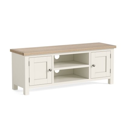 Modern Country Painted Oak Coconut White 125cm Large TV Unit Modern Country Painted Oak Coconut White 125cm Large TV Unit