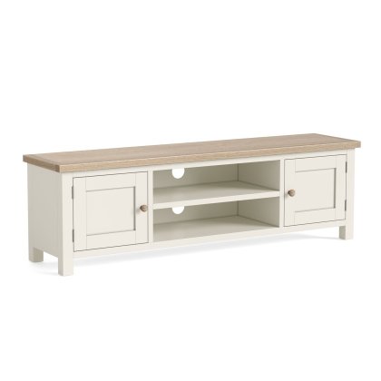 Modern Country Painted Oak Coconut White 160cm Extra Large TV Unit