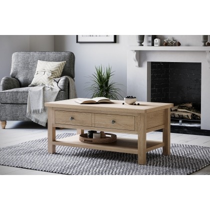 Modern Country Oak Coffee Table with Shelf