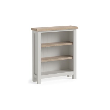 Modern Country Painted Oak Stone Grey Low Bookcase