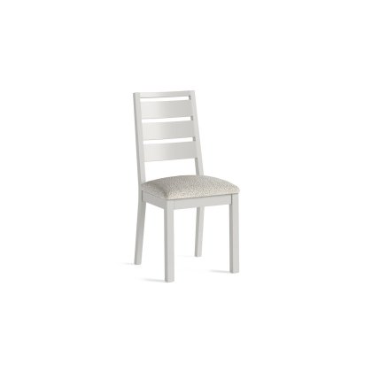 Modern Country Painted Oak Stone Grey Dining Chair with Boucle White Seat Modern Country Painted Oak Stone Grey Dining Chair with Boucle White Seat