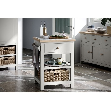 Modern Country Painted Oak Stone Grey Small Kitchen Island Unit