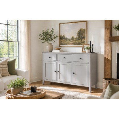 Stowe Painted Grey Large 3 Door Sideboard