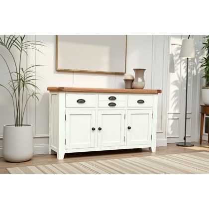 Cotswold White Large 3 Door Sideboard - 137cm Wide