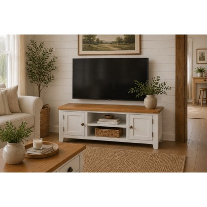 Cotswold White Large TV Stand 120cm Wide