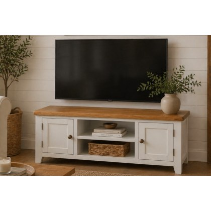 Cotswold White Large TV Stand 120cm Wide