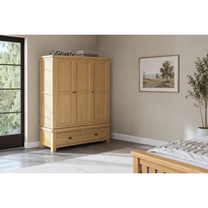 Normandy Chunky Country Oak Triple Wardrobe