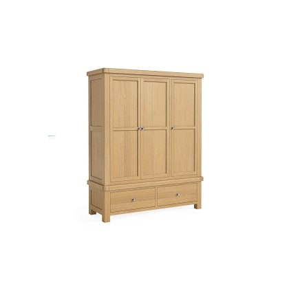 Normandy Chunky Country Oak Triple Wardrobe