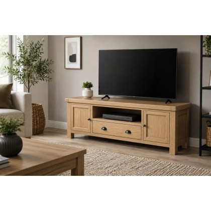 Normandy Chunky Country Oak 190cm TV Unit Normandy Chunky Country Oak 190cm TV Unit