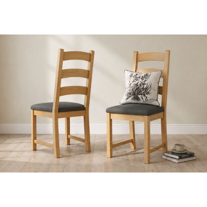 Normandy Chunky Country Oak Ladder Dining Chair (Pair)