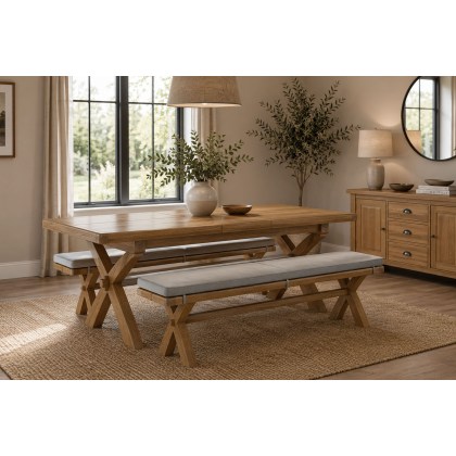 Normandy Chunky Country Oak Cross-Leg Dining Bench