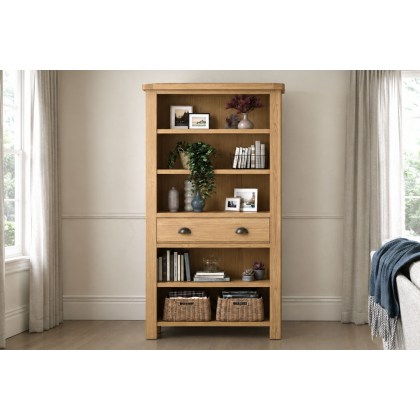 Normandy Chunky Country Oak Large Bookcase
